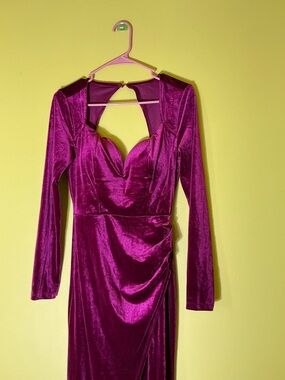 Long Sleeve Velvet Evening Prom Dress